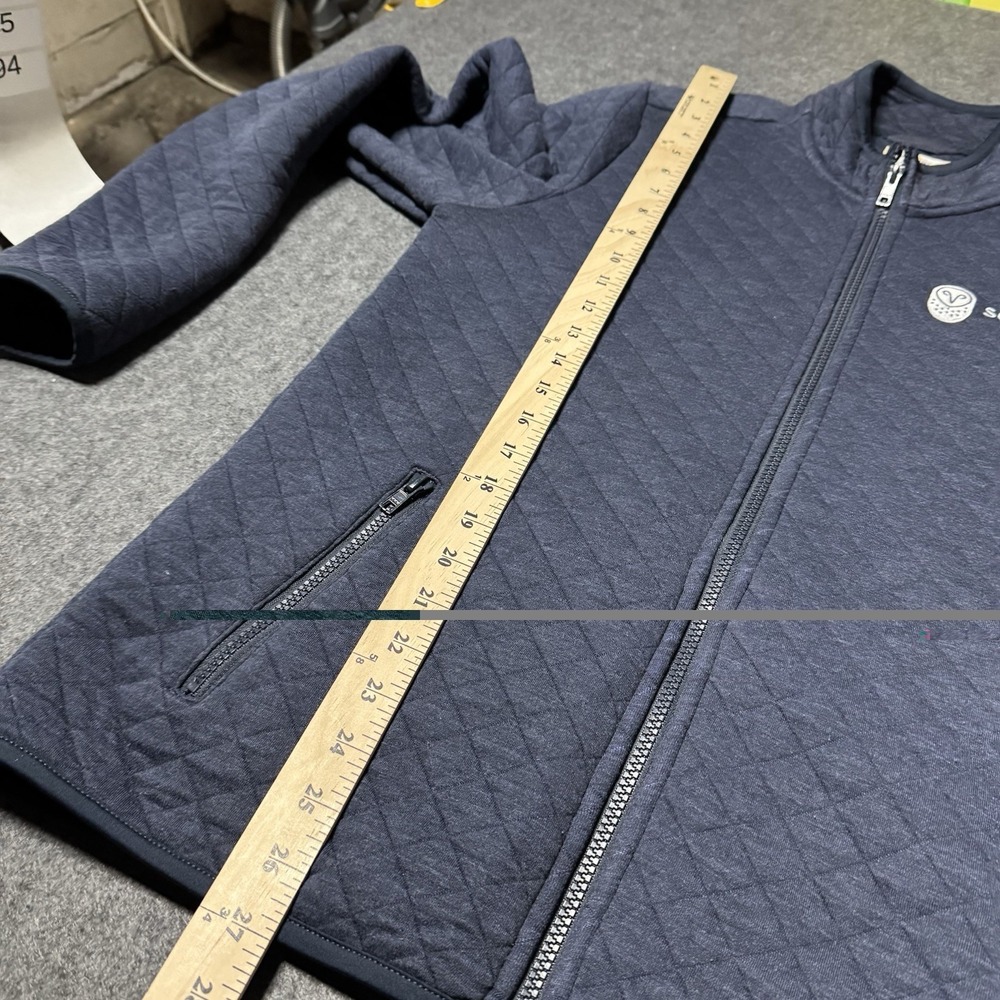 Marine Layer Jacket Mens Medium Blue Quilted Full Zip Ramp Stifel Logo Fleece - Picture 10 of 10